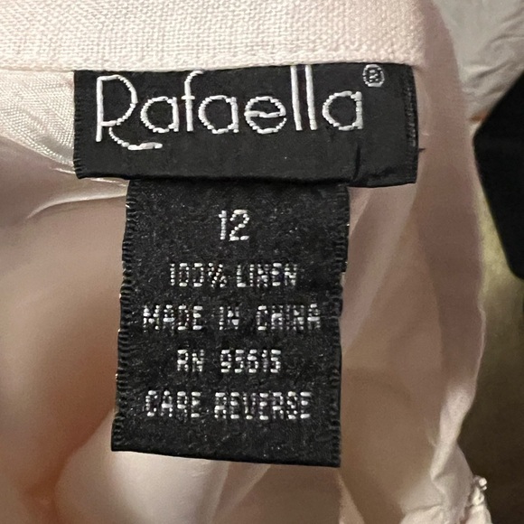 Rafaella White Cream 100% Linen Skirt With Embroidered Eyelet Trim Sz 12 - Picture 2 of 5